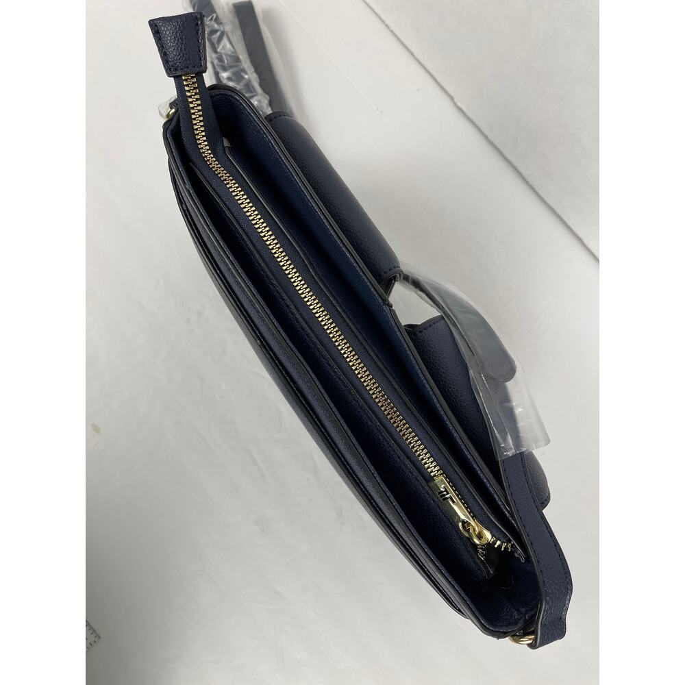 London Fog Collection Evelyn Multi Crossbody Bag Purse Navy Blue Gold Accents - Picture 6 of 12